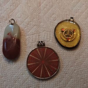 Set of 3 vintage hand made pendants.